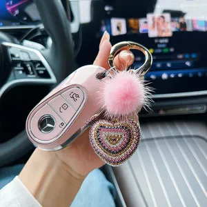 Sevimli peluş büyük taklidi anahtarlık vizon kürk topu Rhinestones kalp kalp şekilli anahtarlık anahtarlık köpüklü PoP PoP anahtarlıklar - Product Image 6