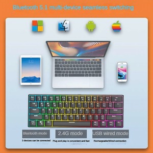RK61 Bulk Großhandel Programmierung Notebook Retro Gammer Office Tastatur Deutsch USB c Tastatur Wireless Gaming für Computer