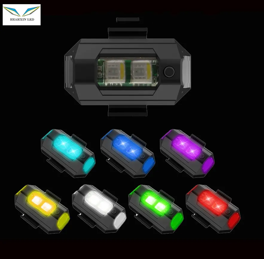 Luces LED estroboscópicas con Control táctil, lámpara RGB de carga USB para Dron, señal de advertencia nocturna para motocicleta, 7 colores