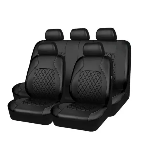 Juego de 9 piezas de alta calidad de asiento de coche de cuero de lujo bordado con diamantes de una sola línea, fundas de asiento de coche de 7 plazas, tamaño universal