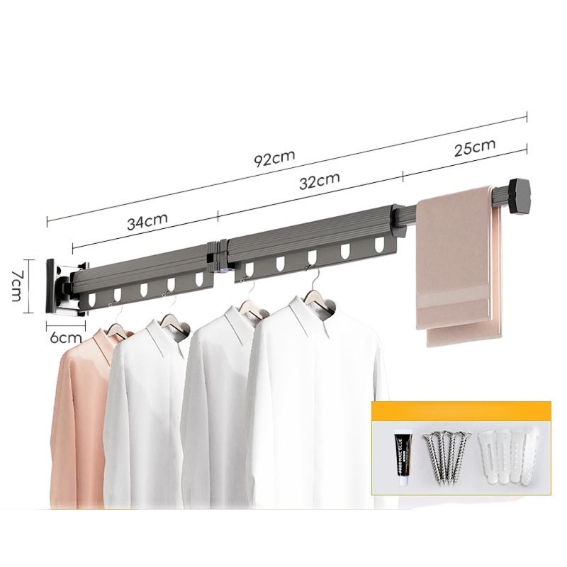 (Adhesive / Drill mounting)92cm-2 folds fixed hanging holes