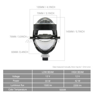 3インチBi-LEDプロジェクターヘッドランプ33W/42Wレンズ付き5000K防水LEDヘッドライト新品車モデル - Product Image 6