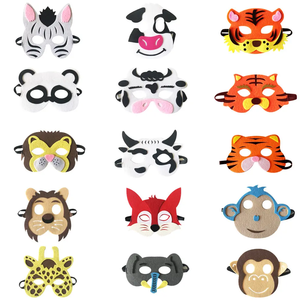 Máscara de feltro de animais para crianças, máscara de halloween