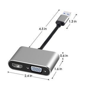 Adaptador USB 3,0 a HD MI + VGA para computadora de escritorio, computadora portátil para monitorear, Conector de proyector de TV + Audio 3,5 - Product Image 1