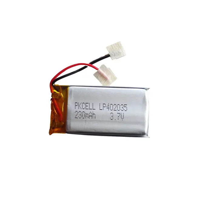 High quality 3.7v lp402035 230mAh rechargeable li polymer battery for car alarm