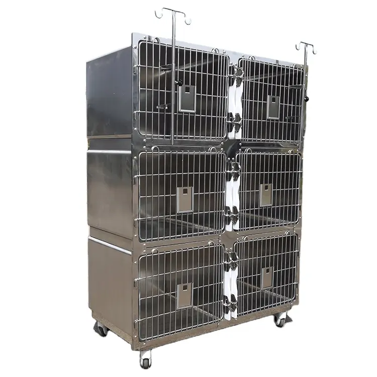 HF नव पालतू पिंजरों कुत्ते kennel 3 परत 6 दरवाजे पहियों के साथ पशु चिकित्सा बिल्ली कुत्ते पिंजरों धातु kennels