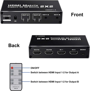 New Arrival 2X2 4K <strong>HDMI</strong> <strong>Matrix</strong> <strong>2</strong> in <strong>2</strong> Out <strong>HDMI</strong> Switch Splitter with Remote - Product Image 3
