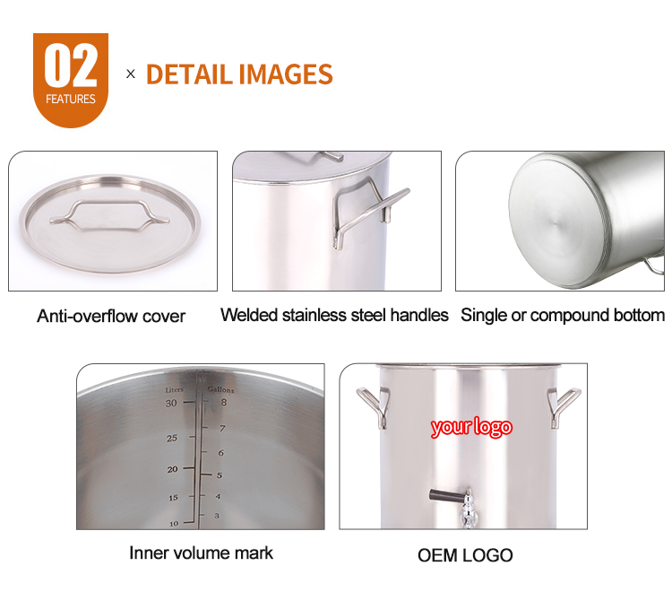 Best quality commercial ramen cooking stock pot with lid gas faucet tap