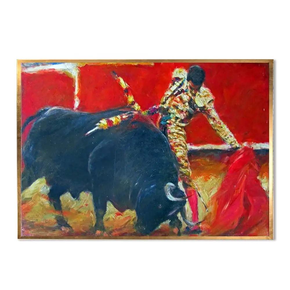 Retrato de impresión de corrida de toros hecho a mano pintura al óleo sobre lienzo pintura taurina española artista obras arte paisaje imagen