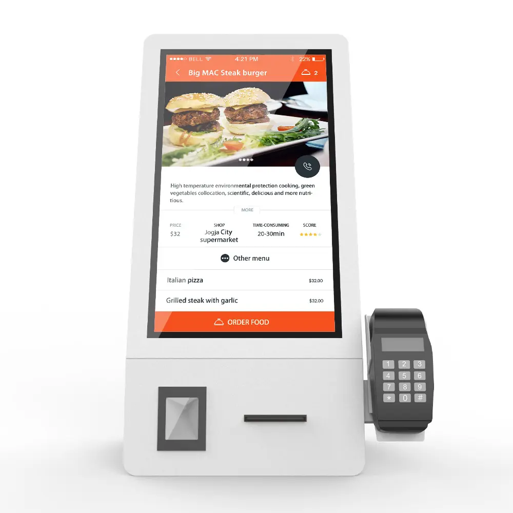 Dispositivo Touch-screen terminale automatizzato macchina interattiva sistema di ordinazione digitale Menu pagamento Self-Service Service Kiosk