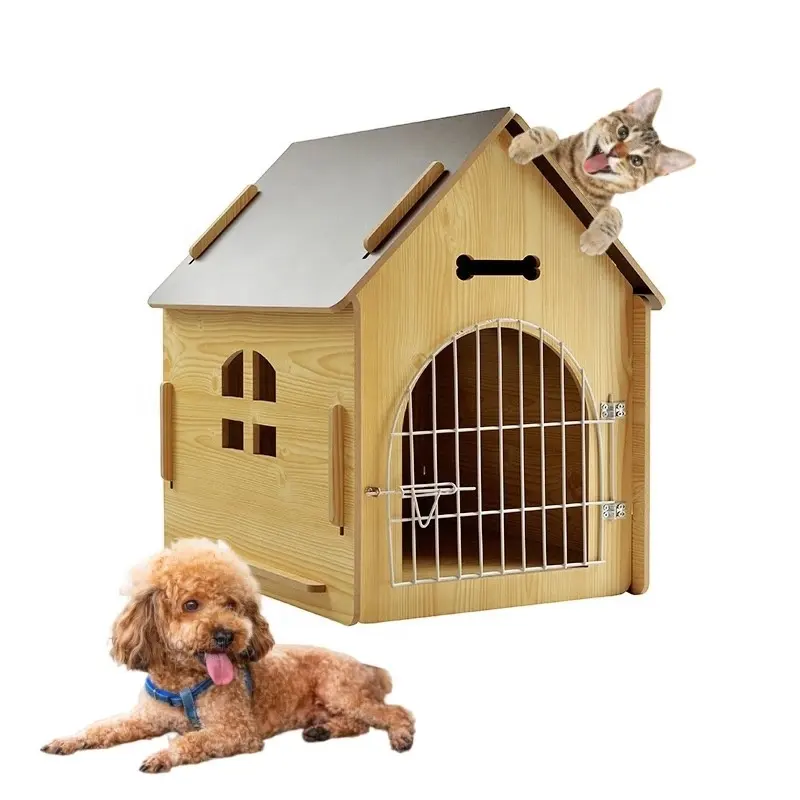 "उच्च गुणवत्ता वाले लकड़ी के इनडोर कुत्ते और बिल्ली के घर का पिंजरा: आराम और आरामदायक आराम के लिए थोक केनेल"
