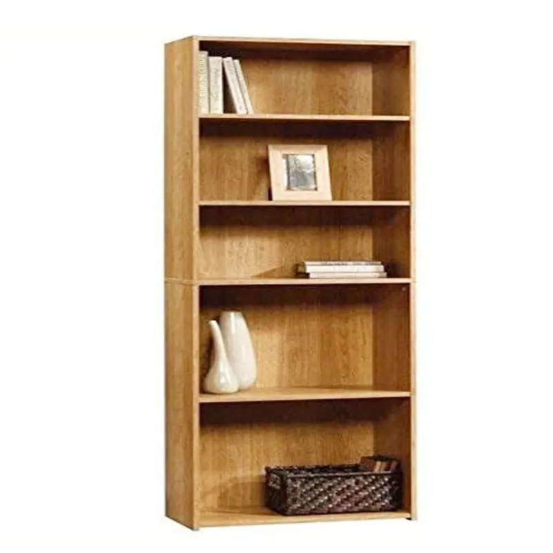 European style cheap living room full size 5 shelf shelves bookshelf basic storage bookcase display solid wood storage shelves