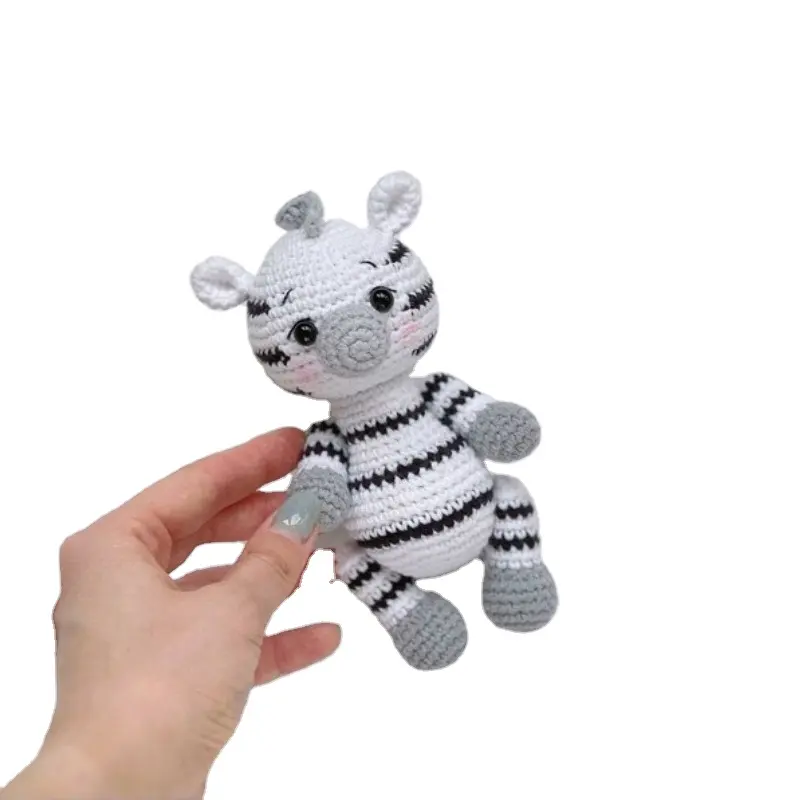 Großhandel 100 % Baumwolle handgefertigte Häkel-Spielzeuge Babyparty Geschenke Puppe Häkel gefüllte Tiere Amigurumi Zebra gestrickte Spielzeuge