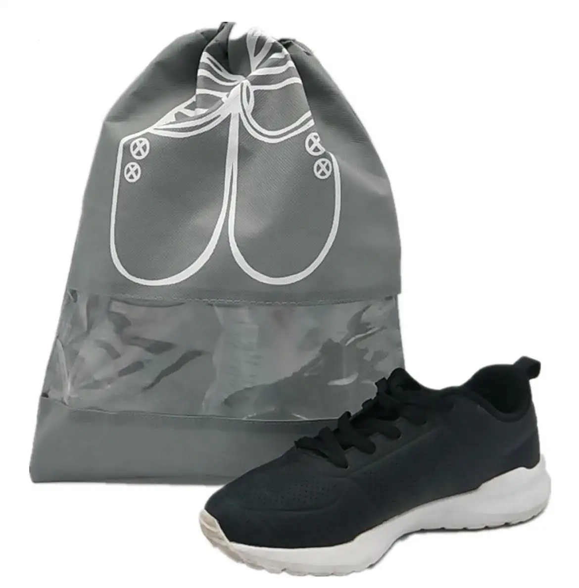 カスタマイズされたプリントロゴ卸売デザインドローストリング靴バッグ洗えるドローストリング靴収納バッグ