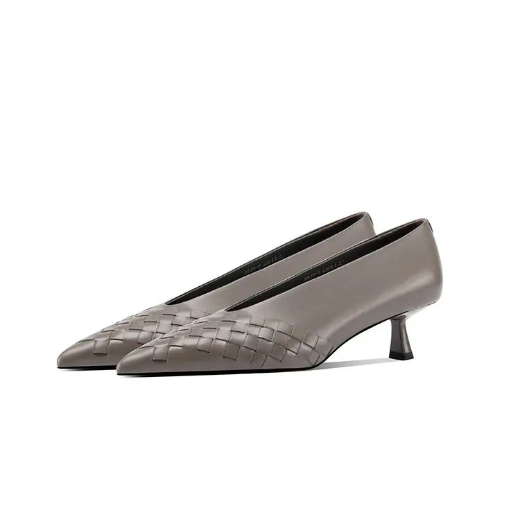 Scarpe intrecciate in pelle di lusso tacco basso pump scarpe da ufficio da donna tacchi da donna pump scarpe a punta