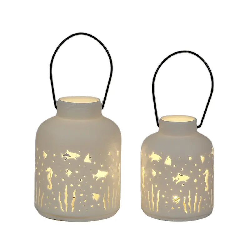 Linternas colgantes de cerámica con luz LED para el hogar