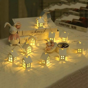 Mini House Led decorano lampada a stringa calda bianca natale natale illuminazione esterna in legno per feste