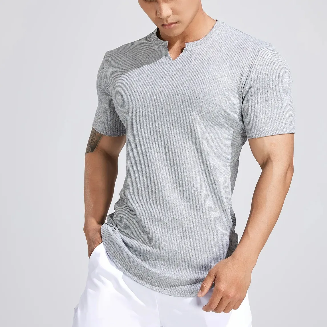 AOLA Apertado Relaxe Fit Super Macio Plus Size T-shirts Manga Curta Em Branco T Shirt para Homens