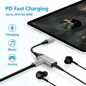 高品质2 in 1 USB C至3.5毫米音频适配器，具有快速充电功能 - Product Image 2