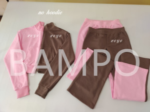 Kadın 2 parça kıyafetler eşofman Zip up kırpma Hoodies sıkıntılı SweatPants salonu eşleştirme ter seti 2024 güz Trendy eşofman - Product Image 5