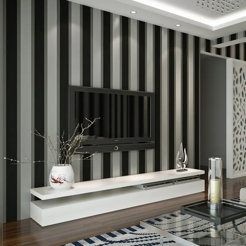 Papel tapiz de rayas blancas y negras, autoadhesivo, decoración moderna para el hogar, 0,53x10m, gran oferta