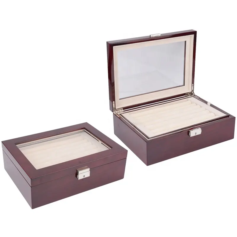 مخصص الفاخرة الخشب خاتم حقيبة للتخزين خشبية عالية الجودة أزرار أكمام مربع