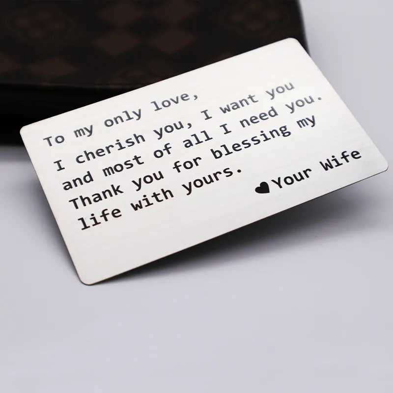 New Trend Personal isierte gravierte minimalist ische Edelstahl Metall Brieftasche Einst eck karte für Geschenke