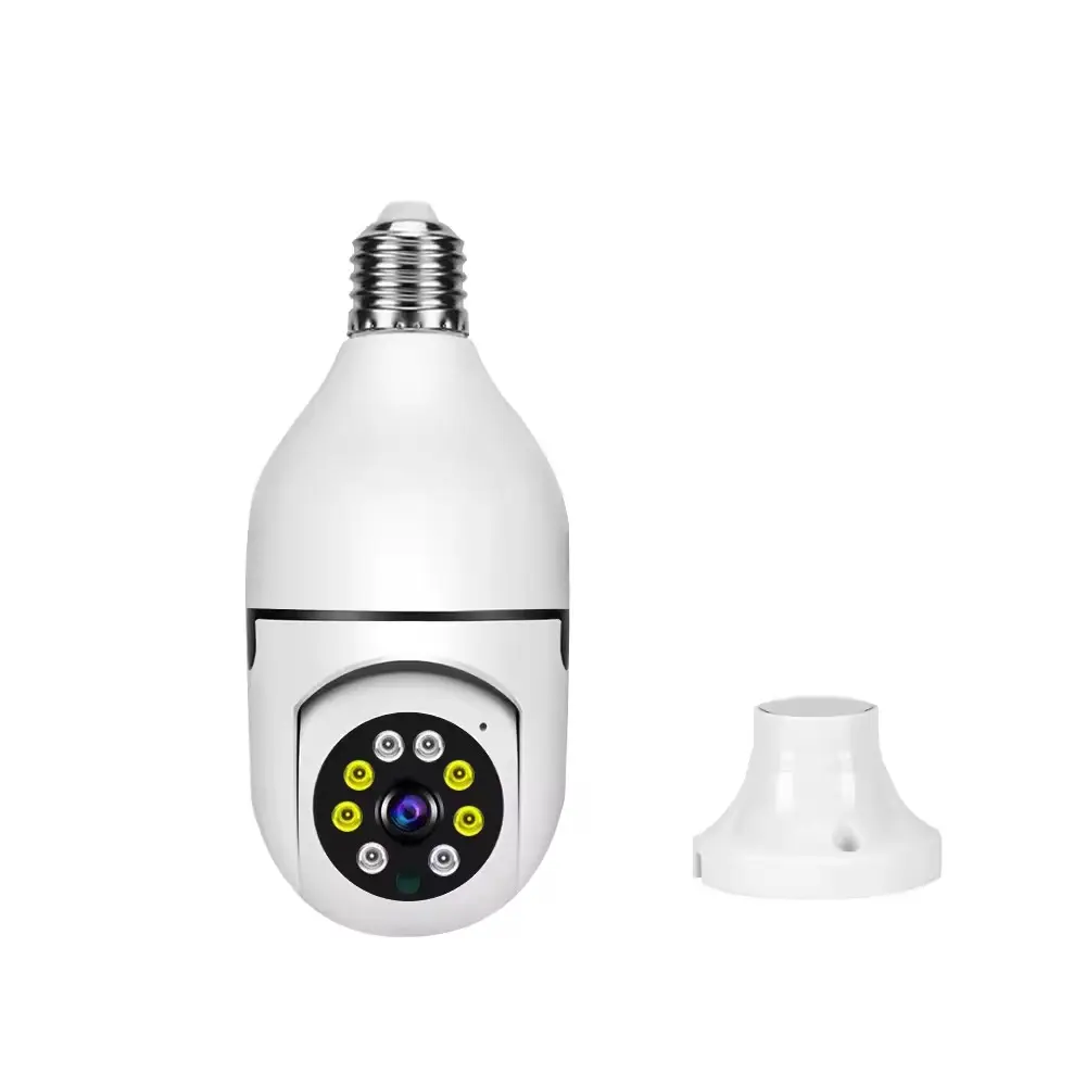 Caméra projecteur sans fil à vision nocturne couleur V380Pro, support E27, réseau IP, moniteur intérieur pour bébé et sécurité à domicile
