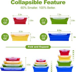 4 katlanabilir S-K048 saklama kabı silikon gıda Set Bento yemek kabı - Product Image 2