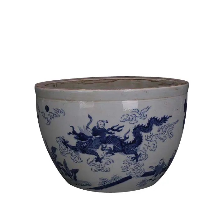 Jingdezhen antika el boyalı çin seramik mavi ve beyaz ejderha Pot kapalı dekoratif seramik el sanatları