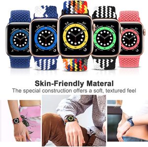Pulseira de nylon ajustável para relógio série 3 4 5 se 6 7 9 ultra, pulseira de nylon elástica trançada com laço de tecido para relógio