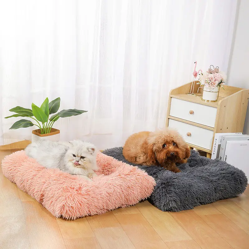 Grosir tikar kandang kucing lembut persegi hangat nyaman tempat tidur hewan peliharaan cetak berkelanjutan untuk anjing kecil grosir tikar tidur hewan peliharaan
