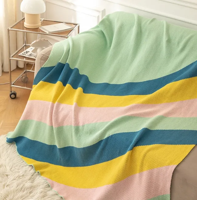 Sofabett buntes Regenbogen-Design Couch-Krippe Auto Wellness weich strukturierterteppich Baby Kinder gestrickt Einfach-Überwurf-Abdeckdecke