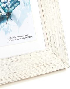 100% Solid Wood White 5x7 Picture <strong>Frame</strong> <strong>3</strong> Pack - Display Picture 4x6 with Mat, HD Glass Inside, Rustic Wooden Photo <strong>Frames</strong> - Product Image 3