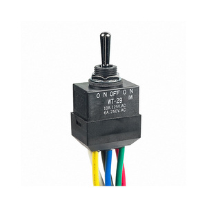 Electronic Components <strong>Switches</strong> Supplier WT29L Standard Round Toggle <strong>Switch</strong> DPDT On-Off-Mom Panel Mount WT2-9L Wire Leads - Product Image 1