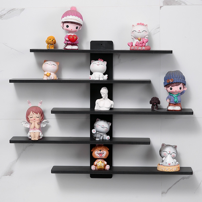 5-tier black wall-mounted figurine storage rack