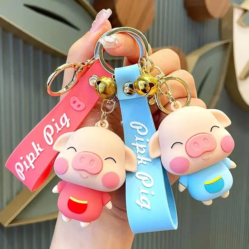 Kartun kreatif Pique boneka babi gantungan kunci lucu Unzip hewan Piggy gantungan kunci tren Pria Wanita mobil Keyholder tas liontin perhiasan hadiah