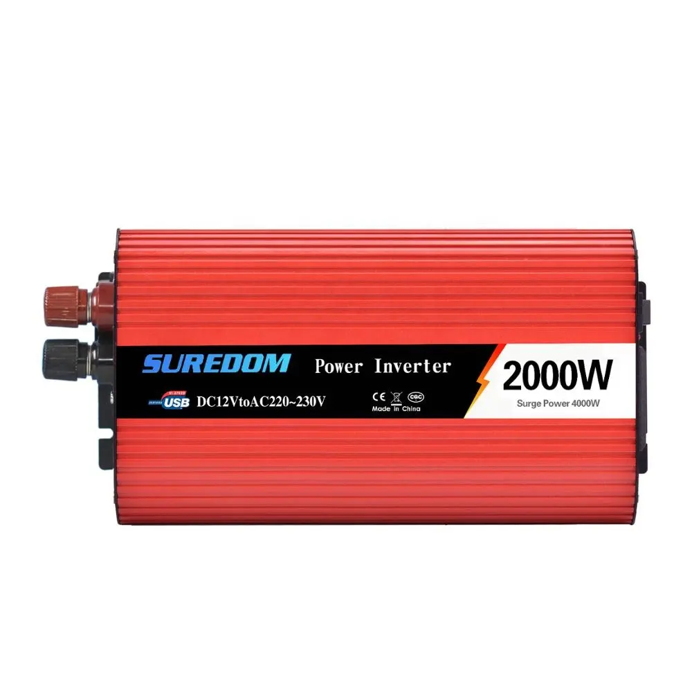 Inversor de corriente de 2000 vatios, CC, 12v, 24v, 48v, 110v, 120v, 220v, 230v, 240v, onda sinusoidal modificada, gran oferta