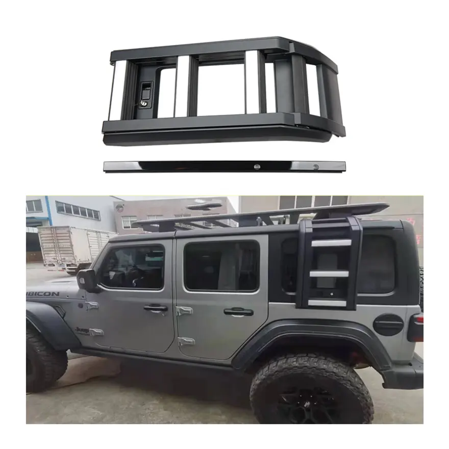 PLUSBEAM JL Escada Dobrável 4x4 Acessórios Exteriores Do Veículo Telhado Escada Da Cremalheira Para Jeep Wrangler Jk JL Auto Acessórios