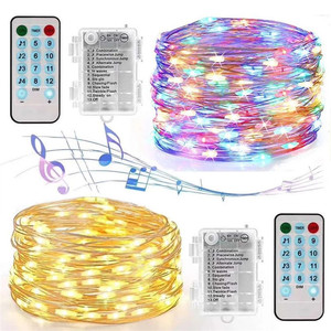 LED music fairy garland twinkle String Lights decorazione natalizia telecomando alimentato a batteria party For Room Outdoor