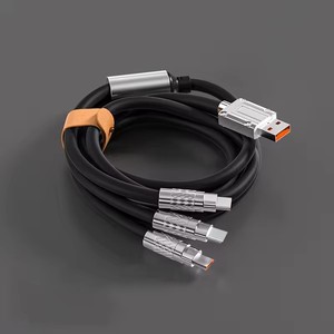 120W Usb A至C型照明微型硅胶编织Usb数据线快速充电3合1多充电线手机 - Product Image 4