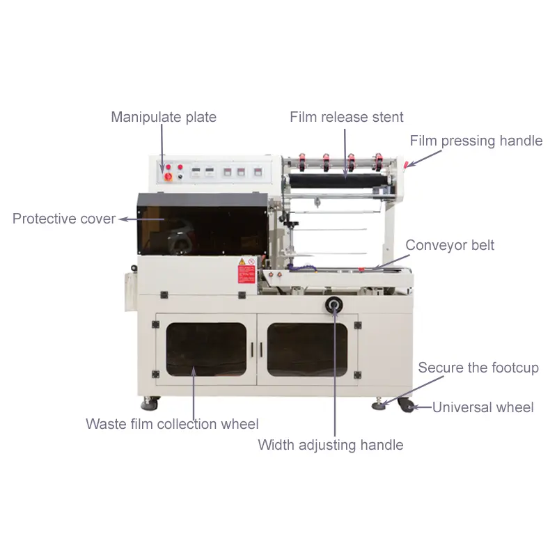 POF PE film rétractable mini plastique coupe et scellant flux machine d'emballage 40 pouces à vendre chine