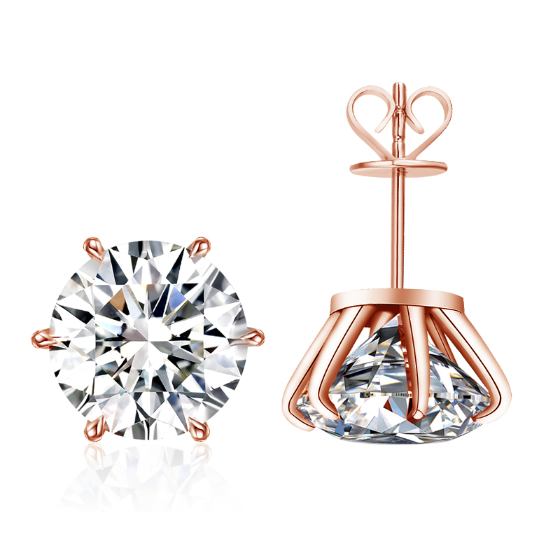 Boucles d'oreilles en or rose 10 carats avec diamants de laboratoire
