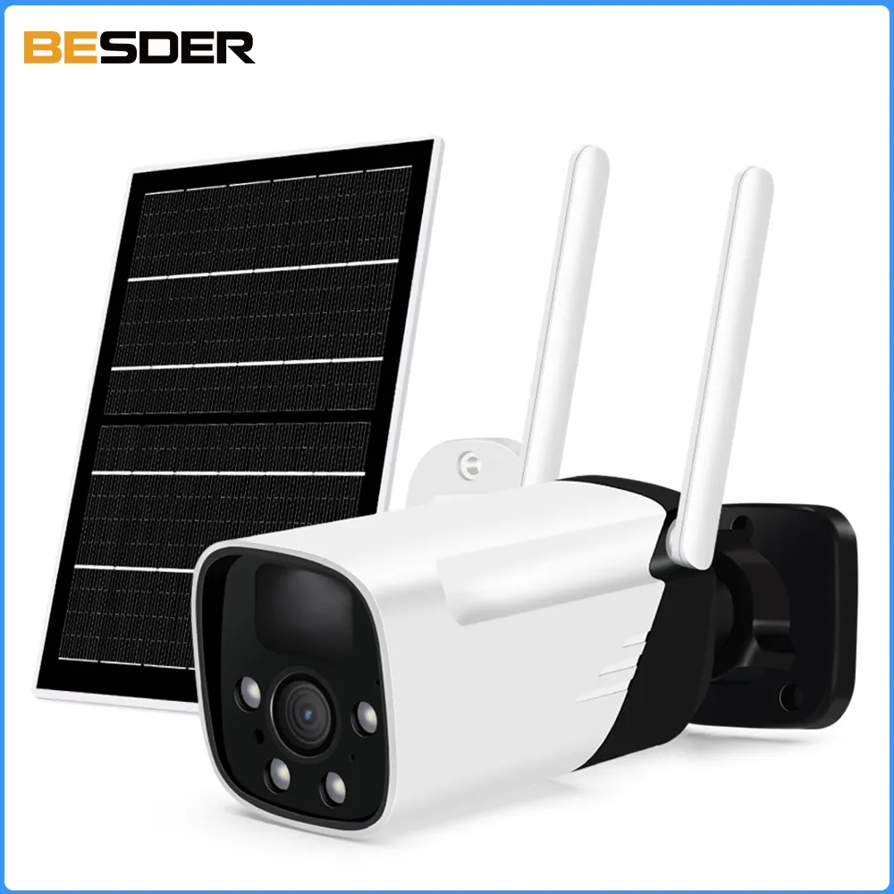 BESDER Solar Home Security Kamerasystem Wireless FHD 3MP im Freien Zwei Speicher möglichkeiten Bullet Camera CCTV-Überwachung