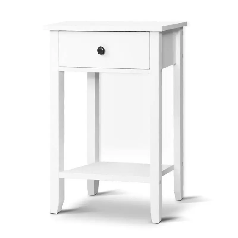 Mesa de cabeceira branca moderna para decoração de casa, com design simples e barato por atacado