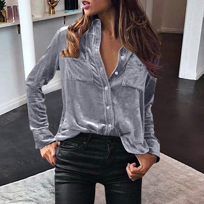 Camicia camicetta in velluto Silber