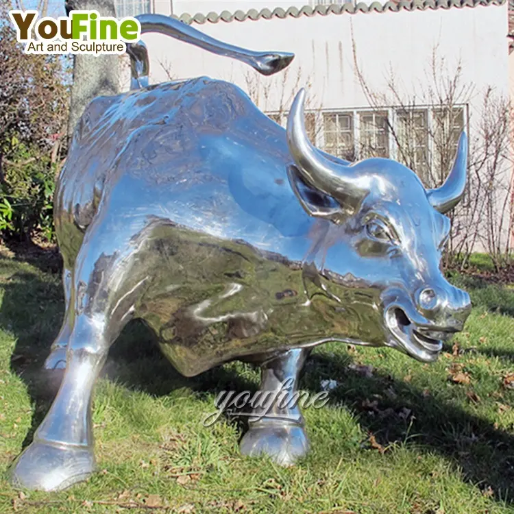Abstracto moderno de acero inoxidable gran toro escultura para jardín
