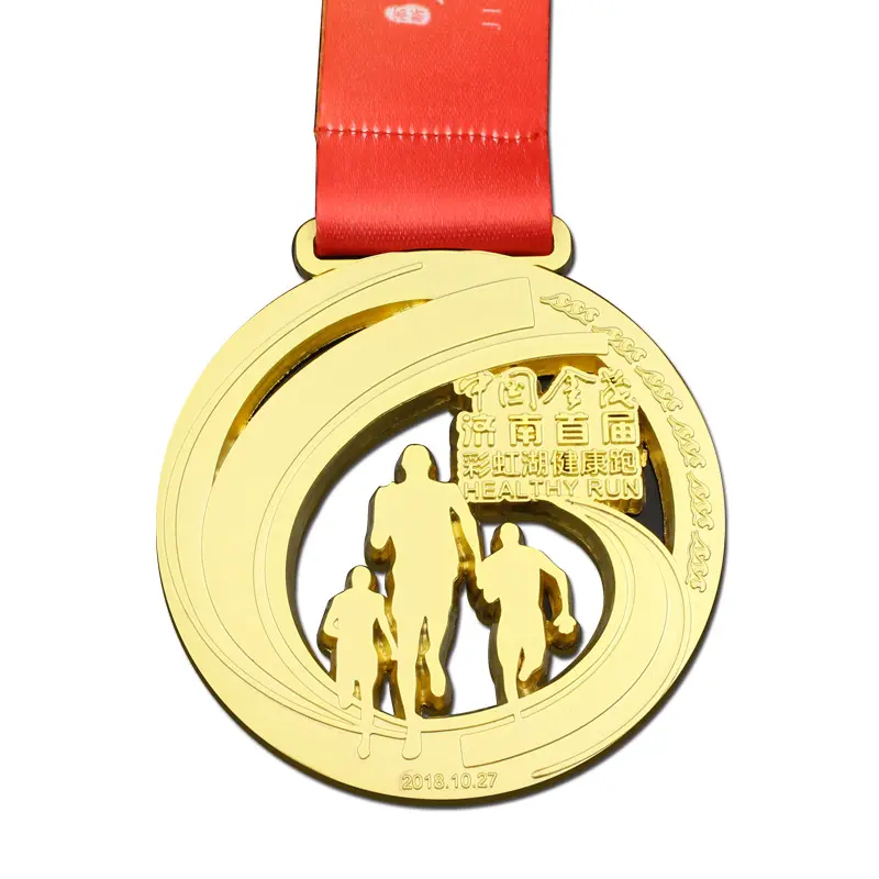 Medali atletik permainan maraton medali acara olahraga paduan seng kustom