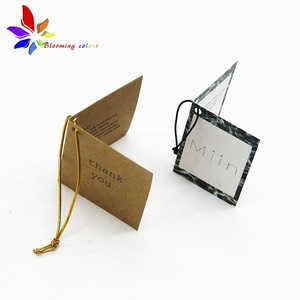 Vendor <strong>Custom</strong> <strong>Printed</strong> Logo Folded Paper <strong>Tag</strong> Garment Hang <strong>Tags</strong> With Elastic <strong>String</strong>
