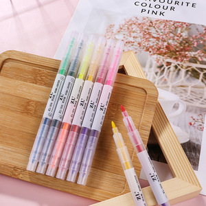 彩色双尖6色学生用彩色键线标记斜尖荧光笔水彩笔 - Product Image 2